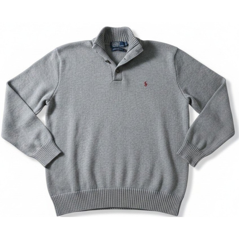 Polo Ralph Lauren Mens Sweater XXL Gray Shawl‎ Collar Pullover Knit Sweater